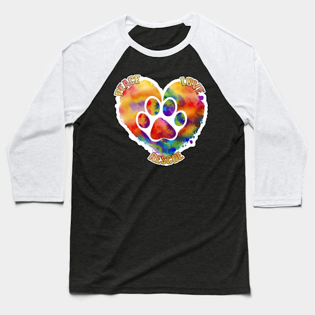 Peace Love Rescue Paw Pet Love Baseball T-Shirt by nonbeenarydesigns